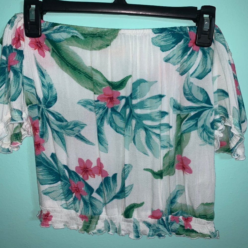 Hollister Strapless Floral Shirt